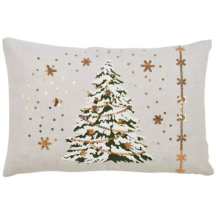 Online White Christmas Tree LED Accent Pillow Pillows