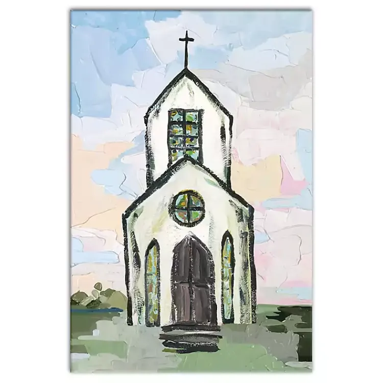 Online White Church Painterly Canvas Wall Art Easter Decorations