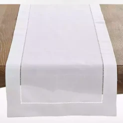 Kirklands Home Table Linens|Classic Hemstitch Border Polyester Runner White