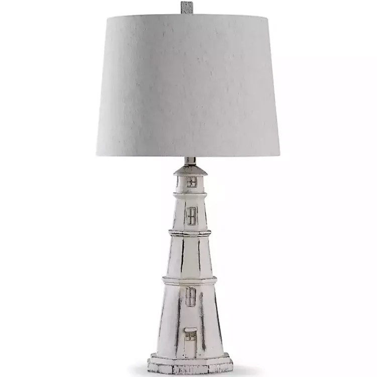 Kirklands Home Table Lamps|White Coastal Lighthouse Table Lamp Ivory