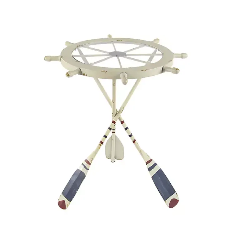 Kirklands Home Accent & End Tables|White Coastal Ship Accent Table