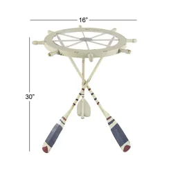 Kirklands Home Accent & End Tables|White Coastal Ship Accent Table