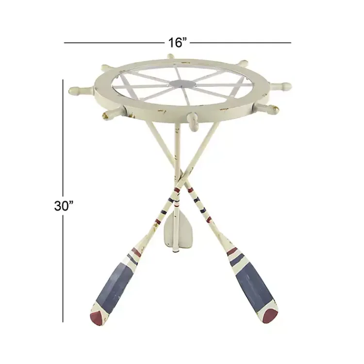 Kirklands Home Accent & End Tables|White Coastal Ship Accent Table