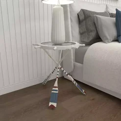 Kirklands Home Accent & End Tables|White Coastal Ship Accent Table