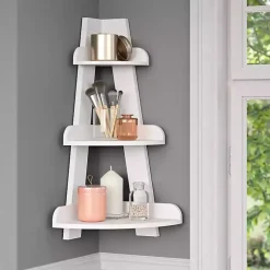 Kirklands Home Shelves|White Corner Ladder Shelf