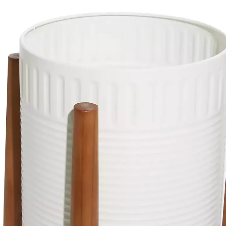 Kirklands Home Planters|Corrugated Iron and Wood Planters, Set of 2 White