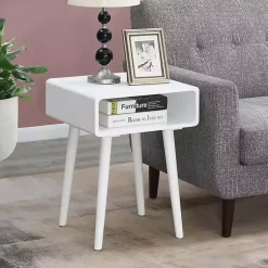 Kirklands Home Accent & End Tables|Curved Edge Open Shelf Accent Table White