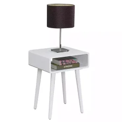 Kirklands Home Accent & End Tables|Curved Edge Open Shelf Accent Table White