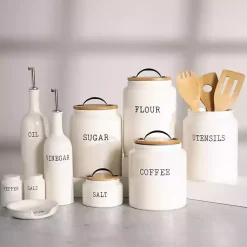 Kirklands Home Kitchen Storage|Debossed Salt Cellar White