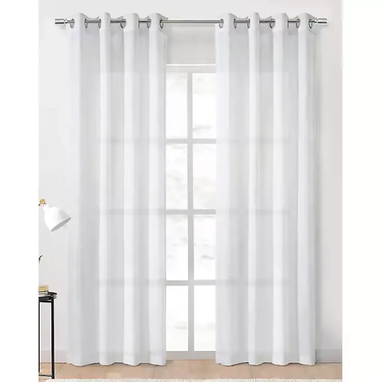 Kirklands Home Curtains & Drapes|Diamond Sheer Curtain Panel, 108 in. White