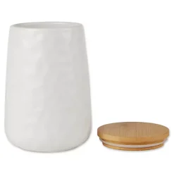 Kirklands Home Kitchen Storage|Dimpled Bamboo Canisters, Set of 2 White