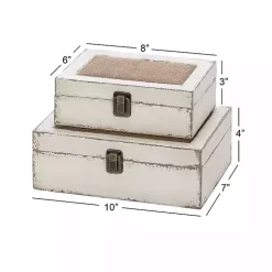 Clearance Distressed Burlap Wooden Boxes, Set of 2 Baskets & Boxes