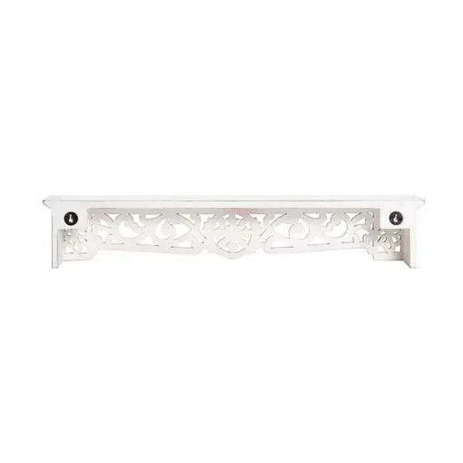 Kirklands Home Shelves|White Distressed Wood Carved Floral Shelf