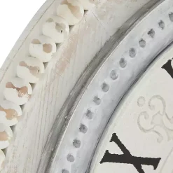 Kirklands Home Clocks|White Distressed Wood Round Beaded Wall Clock