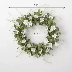 Clearance White Dogwood and Greenery Wreath Wreaths