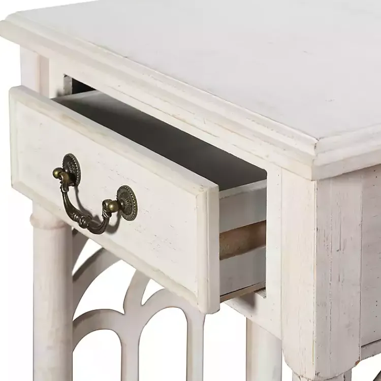 Kirklands Home Accent & End Tables|1-Drawer Cathedral Sides Accent Table White