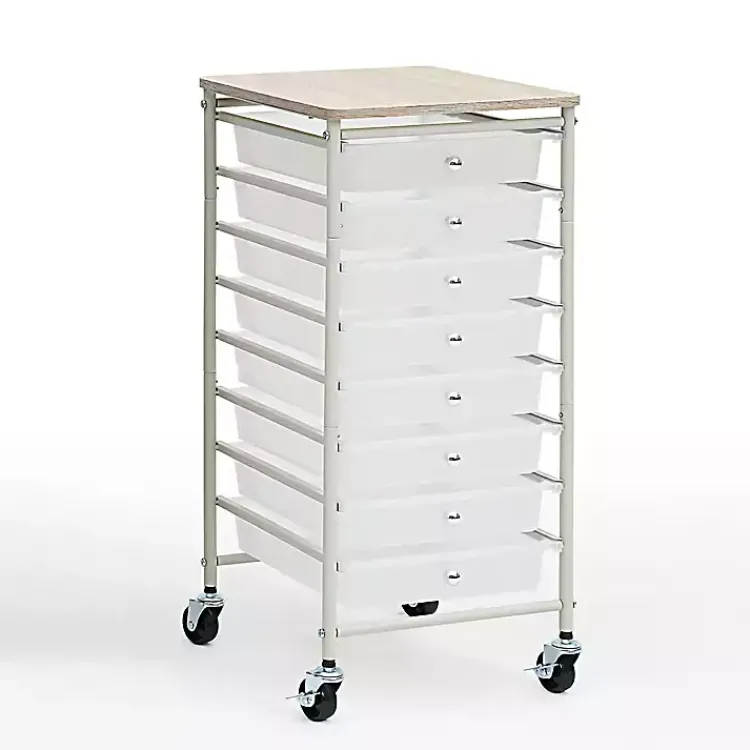 Kirklands Home Office Furniture|8-Drawer Rolling Storage Cart White