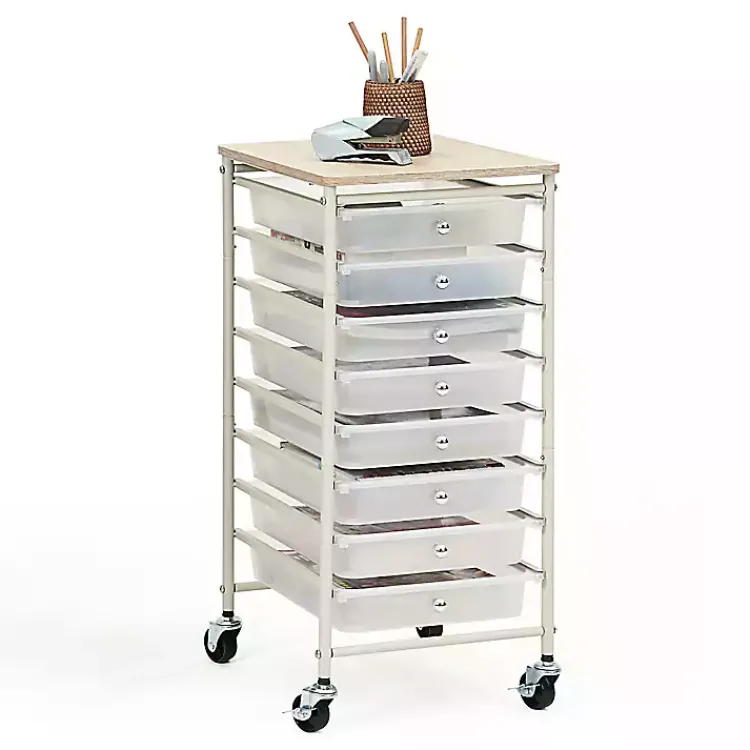 Kirklands Home Office Furniture|8-Drawer Rolling Storage Cart White