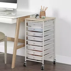 Kirklands Home Office Furniture|8-Drawer Rolling Storage Cart White