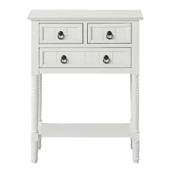 Kirklands Home Accent & End Tables|3-Drawer Turned Legs Accent Table White