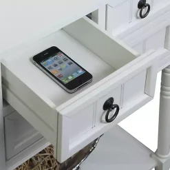 Kirklands Home Accent & End Tables|3-Drawer Turned Legs Accent Table White