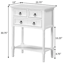 Kirklands Home Accent & End Tables|3-Drawer Turned Legs Accent Table White