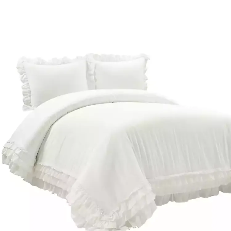 Kirklands Home Duvets|Ella Ruffle 3-pc. King Duvet Set White