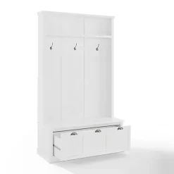 Kirklands Home Entryway Furniture|White Ellison Hall Tree with Storage Bench