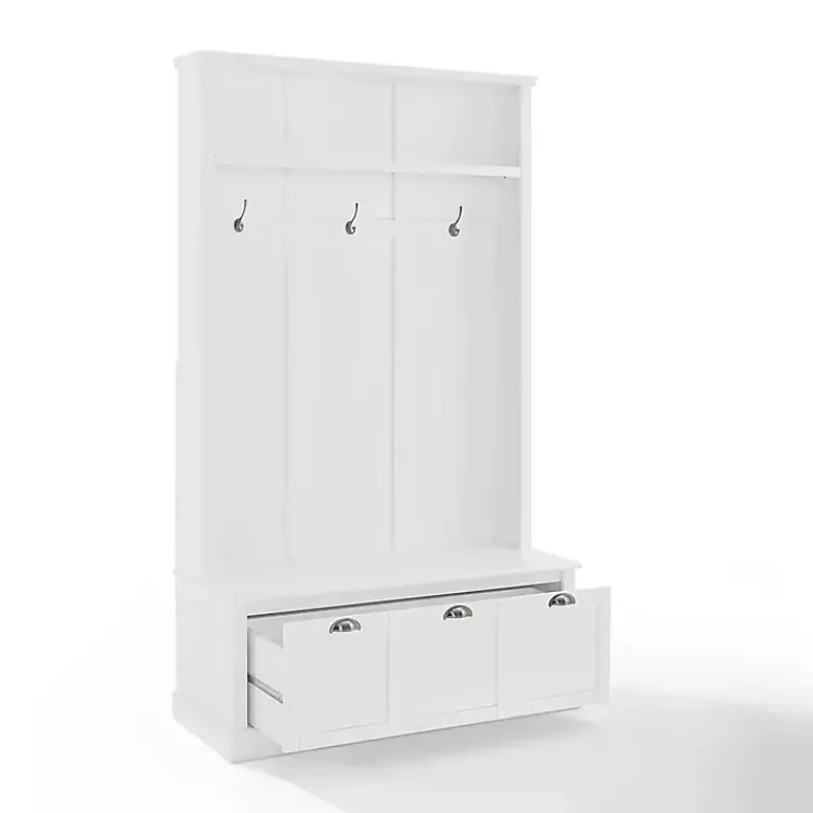 Kirklands Home Entryway Furniture|White Ellison Hall Tree with Storage Bench
