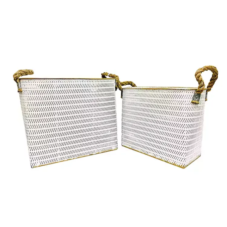 Online Embossed Metal Bins, Set of 2 Baskets & Boxes