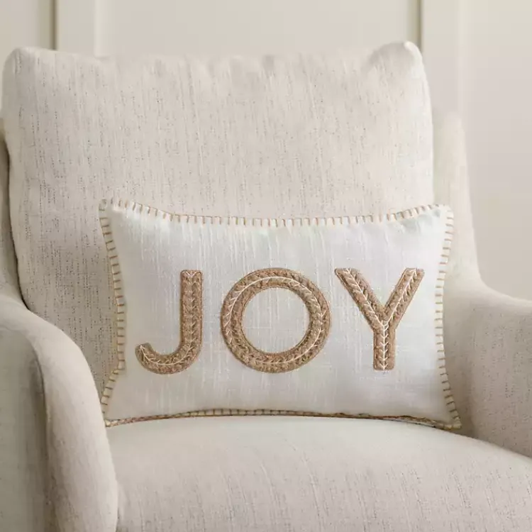 Best White Embroidered Joy Christmas Pillow Christmas Pillows