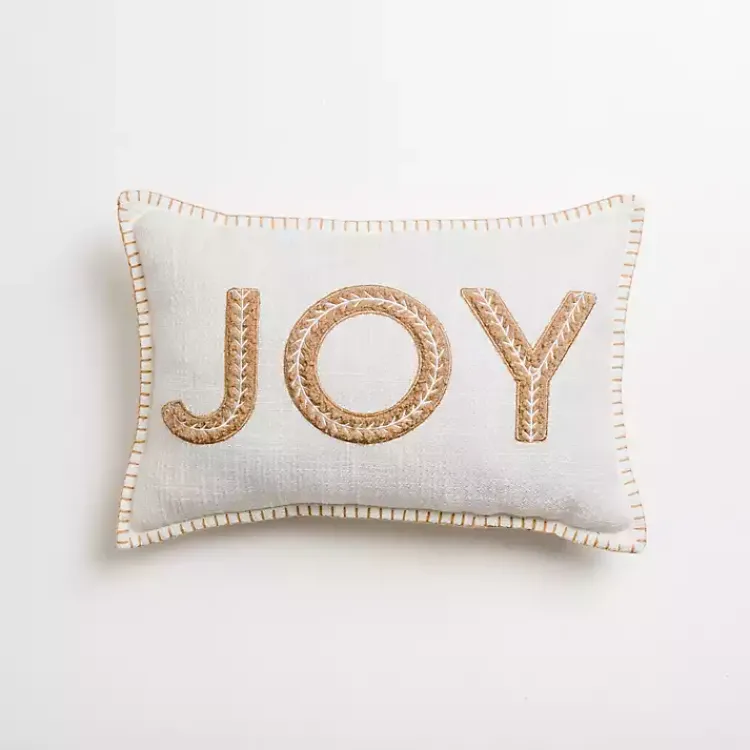 Best White Embroidered Joy Christmas Pillow Christmas Pillows
