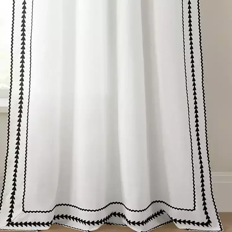 Kirklands Home Curtains & Drapes|Embroidered Ric Rac Curtain Panel, 84 in. White