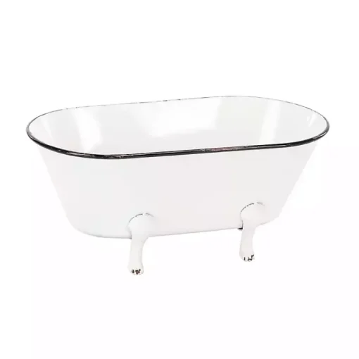 Kirklands Home Planters|White Enamel Metal Tub Planter