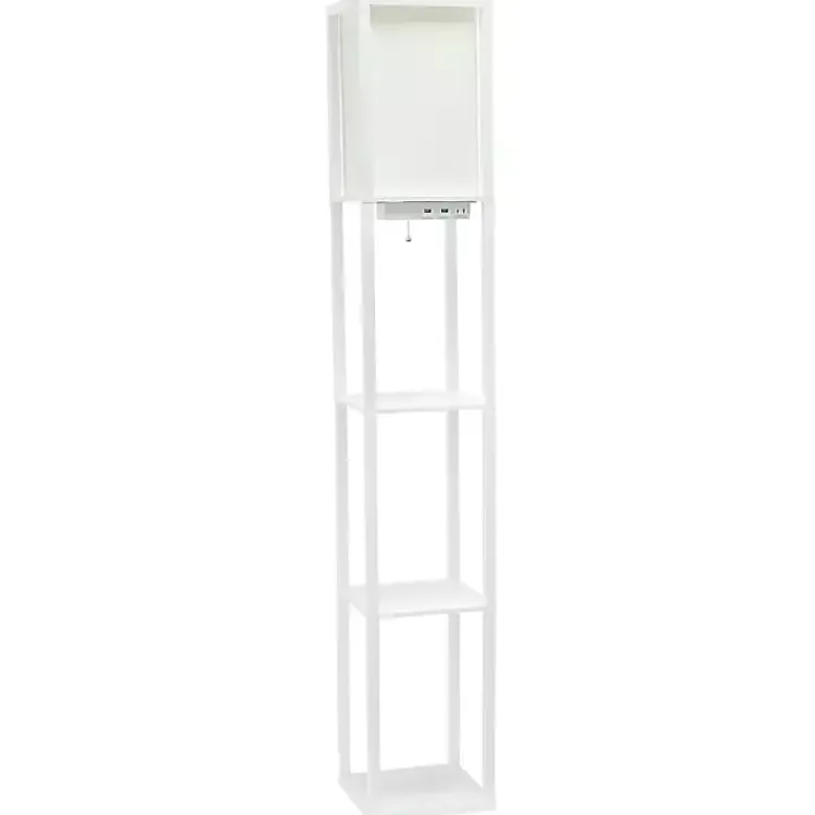 Kirklands Home Floor Lamps|Etagere Shelf Charging Floor Lamp White