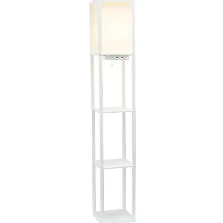 Kirklands Home Floor Lamps|Etagere Shelf Charging Floor Lamp White