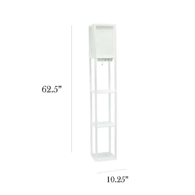 Kirklands Home Floor Lamps|Etagere Shelf Charging Floor Lamp White