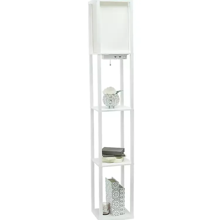 Kirklands Home Floor Lamps|Etagere Shelf Charging Floor Lamp White