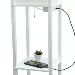 Kirklands Home Floor Lamps|Etagere Shelf Charging Floor Lamp White