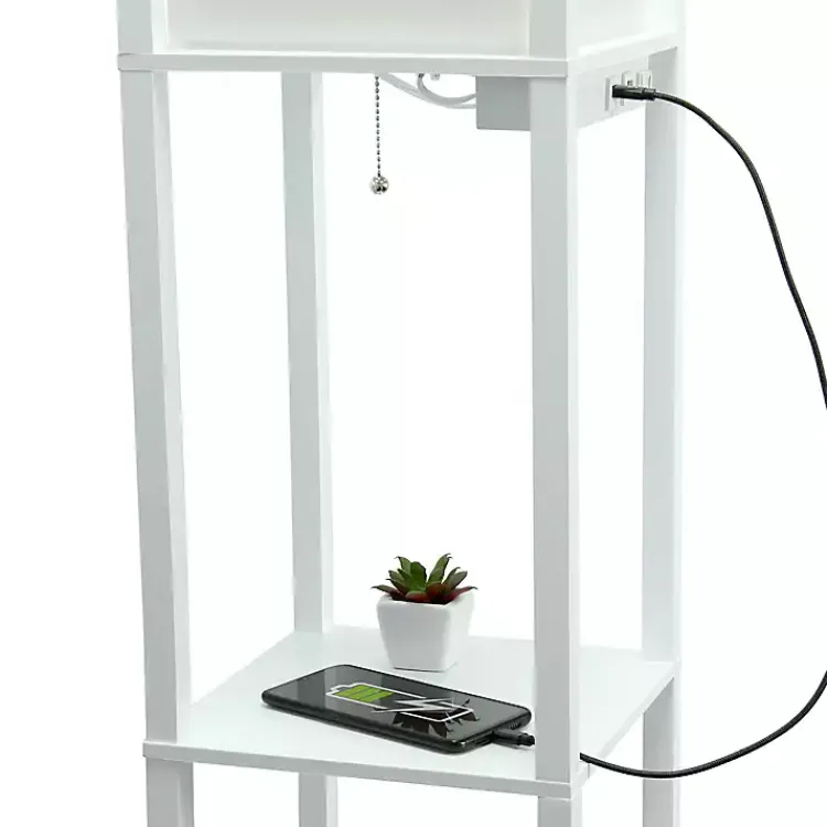 Kirklands Home Floor Lamps|Etagere Shelf Charging Floor Lamp White