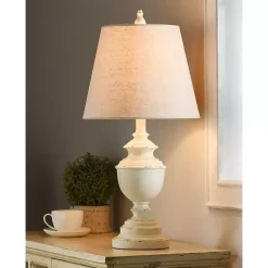 Kirklands Home Table Lamps|White Farmhouse Accent Table Lamp Tan
