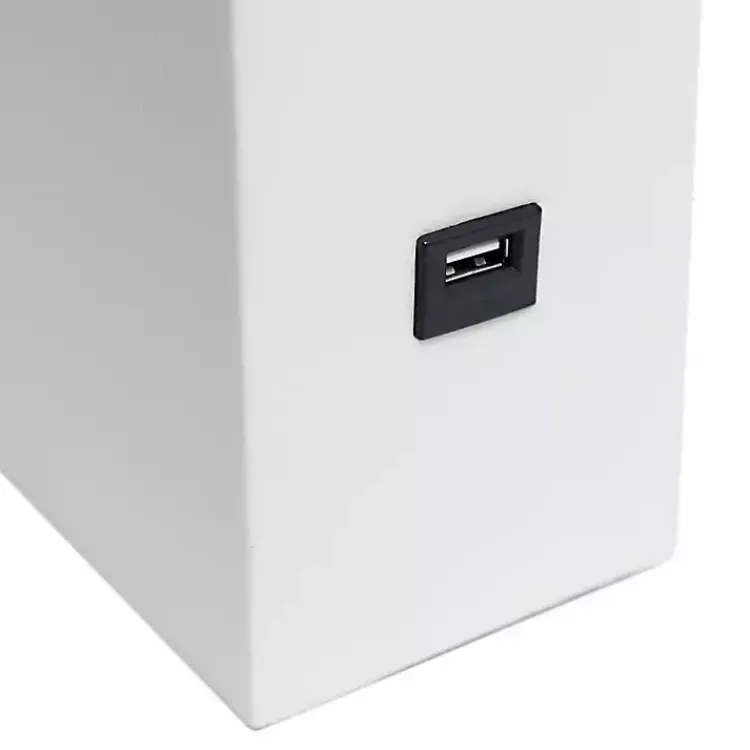 Kirklands Home Table Lamps|Faux Leather Charging Table Lamp White