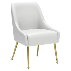 Kirklands Home Dining Chairs|Faux Leather Gold Maxine Dining Chair White