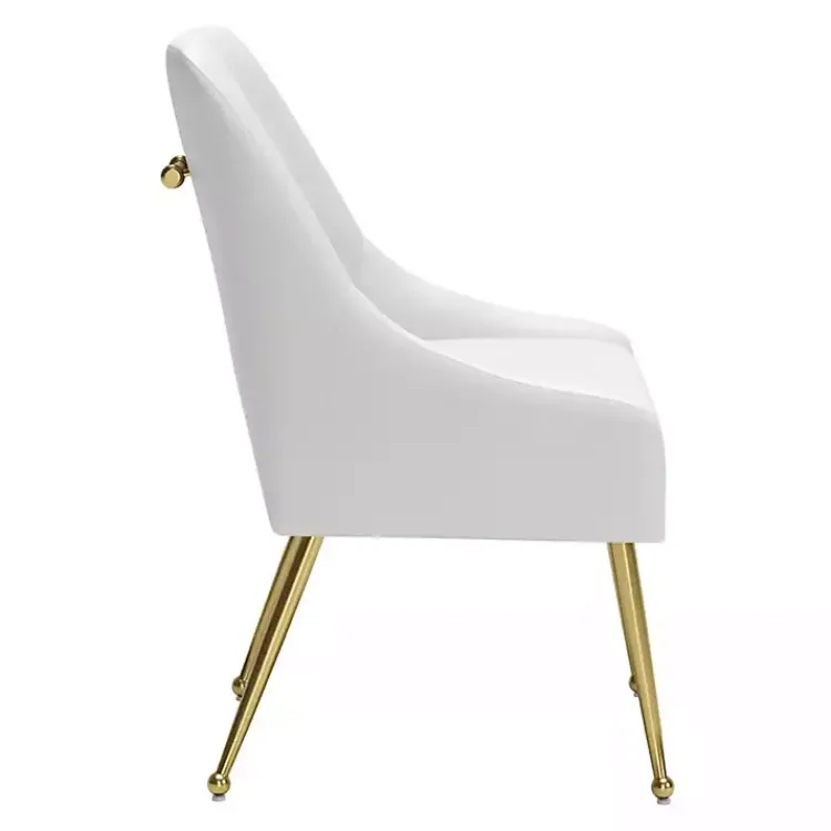 Kirklands Home Dining Chairs|Faux Leather Gold Maxine Dining Chair White