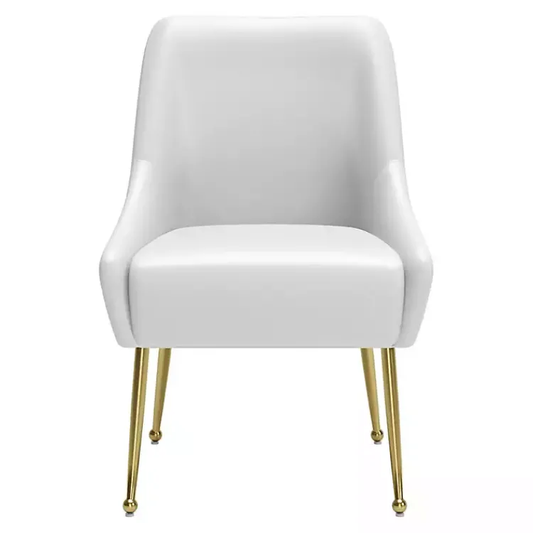 Kirklands Home Dining Chairs|Faux Leather Gold Maxine Dining Chair White