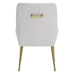 Kirklands Home Dining Chairs|Faux Leather Gold Maxine Dining Chair White