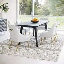 Kirklands Home Dining Chairs|Faux Leather Gold Maxine Dining Chair White