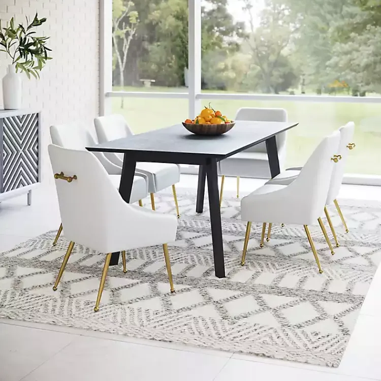 Kirklands Home Dining Chairs|Faux Leather Gold Maxine Dining Chair White