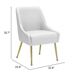 Kirklands Home Dining Chairs|Faux Leather Gold Maxine Dining Chair White