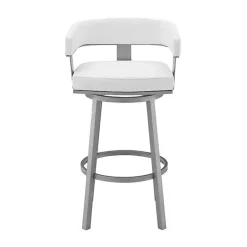 Kirklands Home Bar Stools & Counter Height Stools|Faux Leather Lorin Swivel Counter Stool White